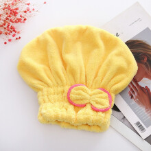 Microfiber Hair Drying Towel Wrap for Women, Fast Drying Soft Hair Turban Cap with Twist Loop, Yellow