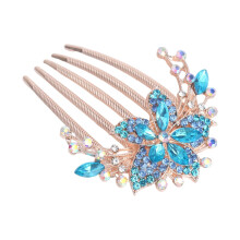 Blue Rhinestone Hair Clip for Women, Floral Alloy Barrette with Shiny Finish and Long Lasting Hold