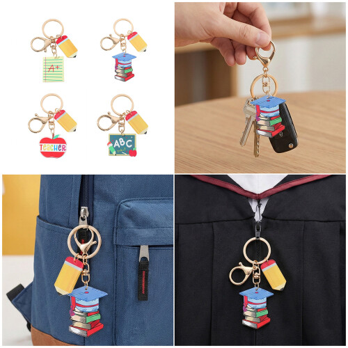 Porte-clés amusants en forme de crayon, 4 pièces, parfaits pour 1