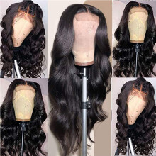 24 Inch Brazilian Body Wave Human Hair Lace Closure Wig 4x4 Middle Part Glueless Natural Texture 150 Density