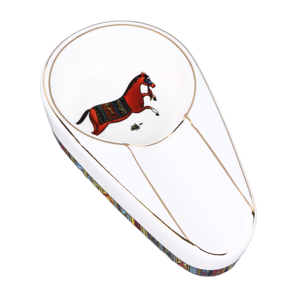 White Ceramic Compact 1-Cigar Ashtray, Slip-Free