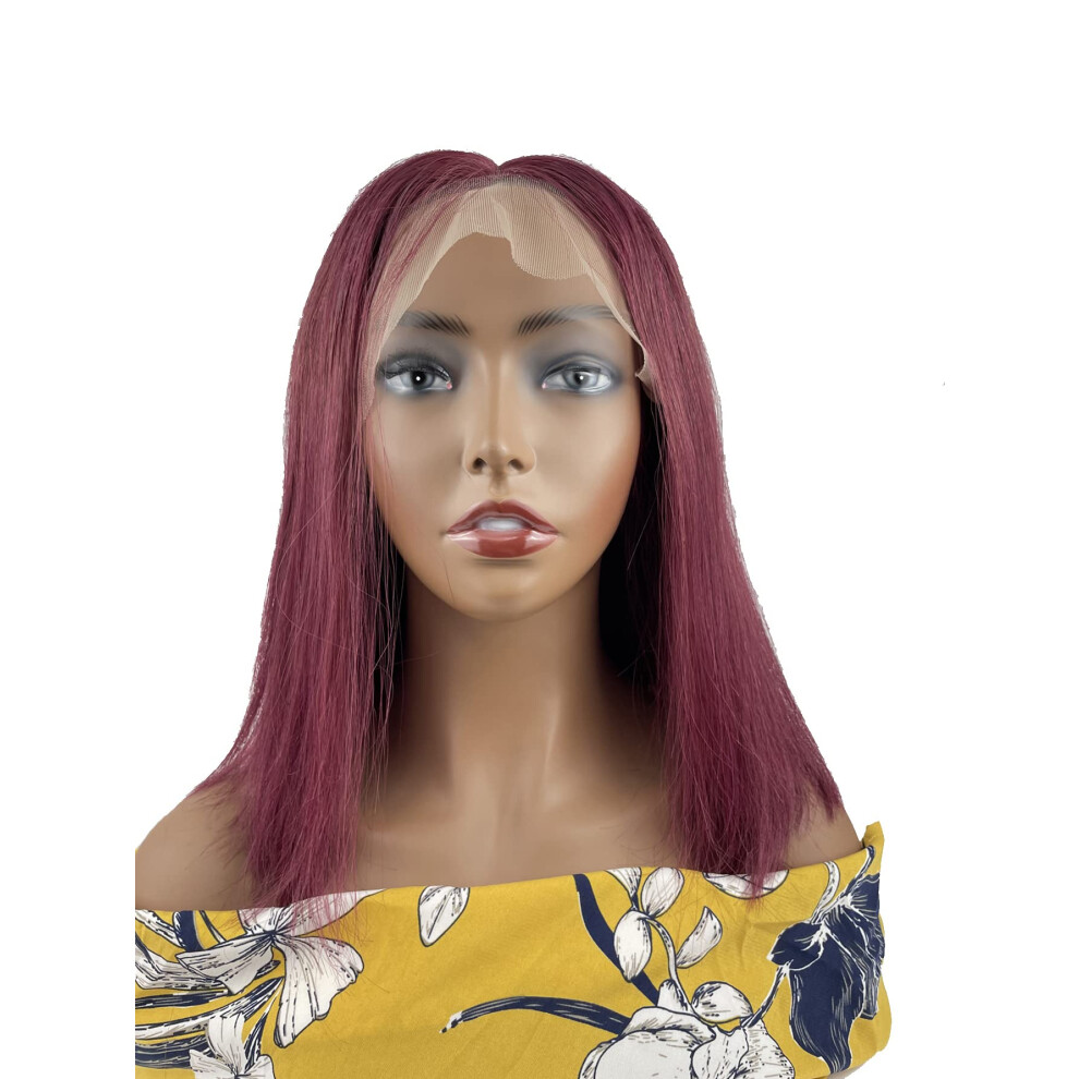 99J Burgundy 13x4 Body Wave Human Hair Wig for Women, Glueless Lace Front, 150% Density, 12 Inch