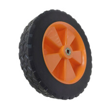 7 Inch Rubber Replacement Wheel for Hand Cart, 100kg Load, 8mm Bearing, ShockAbsorbing, Black and Orange