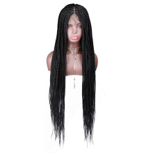 36 Inch Knotless Braided Wig for Black Women Full Lace Box Braid Wig with Baby Hair Heat Resistant Fiber (1B)