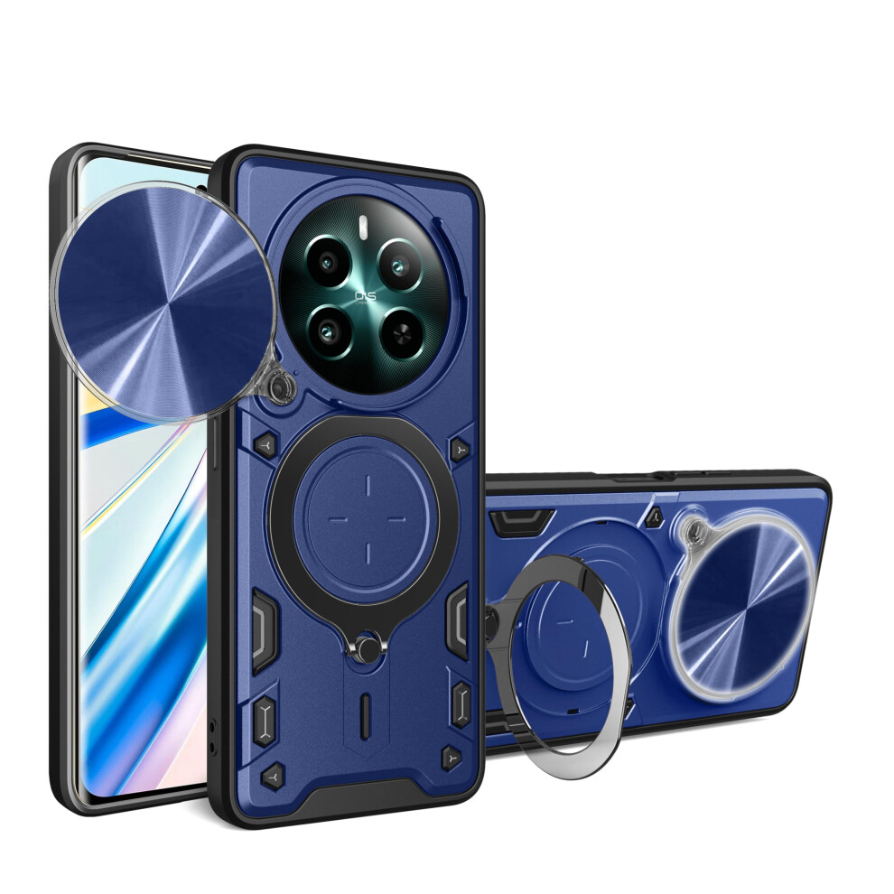 Case For Honor Magic7 Pro With Sliding Camera Cover, Shockproof 360 Kickstand Magnetic Stand Blue 9330225268260