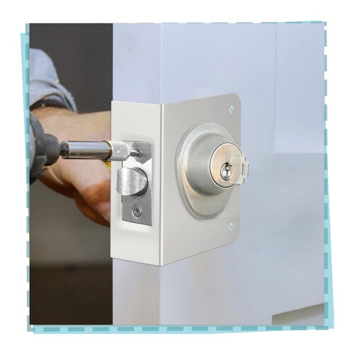 Conjunto de 4 Placas de Reforço para Fechaduras e Portas, com 1-3/4 Polegadas de Espessura, 2-3/8 Polegadas de Recuo e Furo de 2-1/8 Polegadas. 1