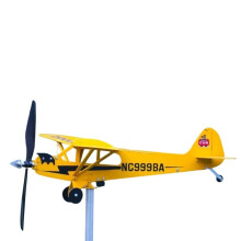 Airplane Weathervane, 3D Metal Windmill Kinetic Sculpture Outdoor Yard Garden Decor Gift