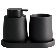 Bathroom Accessories Set Lotion Bottle Mouthwash Cup Tray Portable Shampoo Dispenser Three Piece Bathroom Accessories A