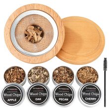 Cocktail Smoker Kit with 4 Wood Flavors for Old Fashioned Whiskey Drinks, Controlled Smoke Infusion, Gift Ready