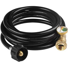 12FT Propane Extension Hose with Gauge and Leak Detection, QCC Tank Hose for Grill, Heater, RV