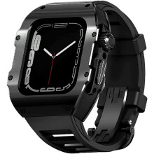 Shockproof Titanium Bezel Case with Fluorine Rubber Sport Band for Apple Watch Ultra 49mm