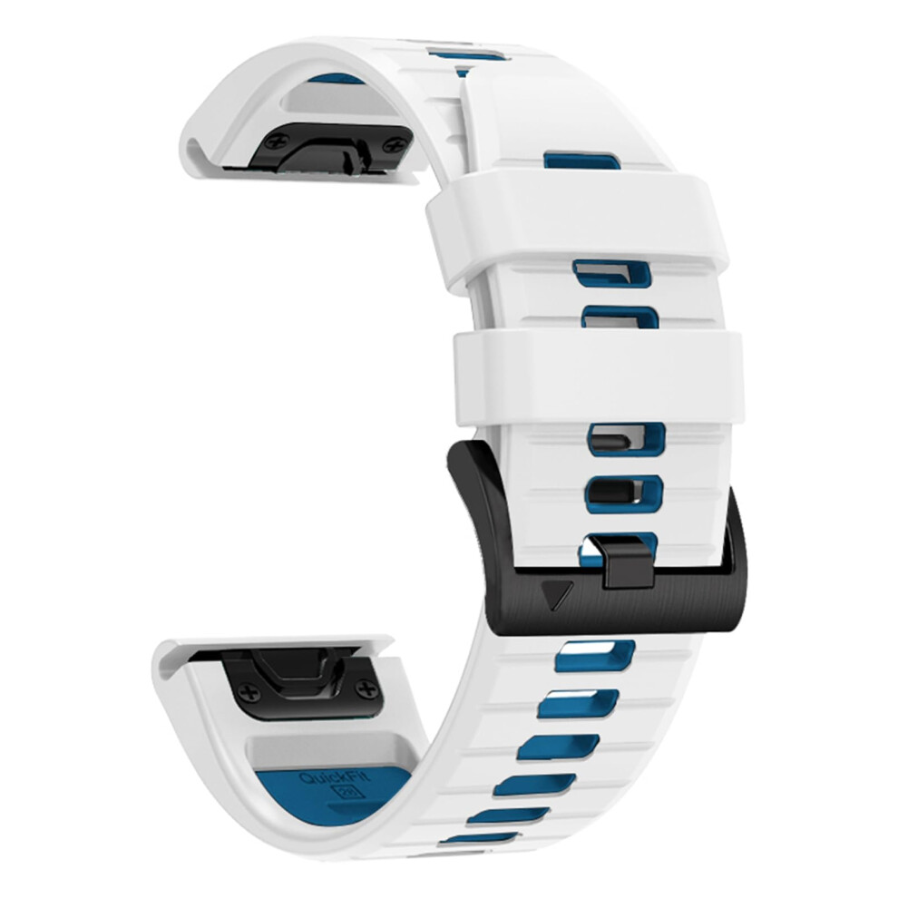 26Mm Silicone Watch Band For Garmin Fenix 7 6 5 Â White Blue SweatâResistant QuickâRelease Design Blue,White 9073542944393