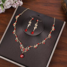 (02 Set) Luxury Small Crown Jewelry Sets Bridal Tiaras Necklace Earrings set Princess Girls Party Prom Bride Jewelry Set