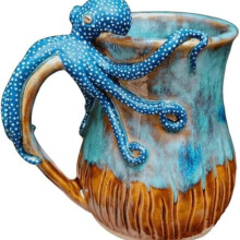 (1pc) Octopus Handle Novelty Ceramic Cup Sea Aquatic Design for Hot Drinks Tea Coffee Hot ChocolateBlue Octopus Mug