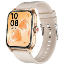 (Beige) GloryFit 1.85-inch IP68 waterproof phone call,compatible heart rate and sleep monitoring smartwatch