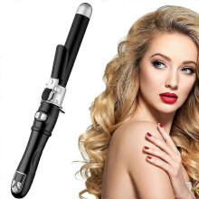 (Black) Automatic Rotating Curling Wand 28mm Professional Hair Curler fast