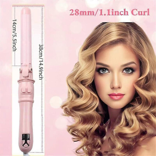 (Black) Automatic Rotating Curling Wand 28mm Professional Hair Curler fast 1