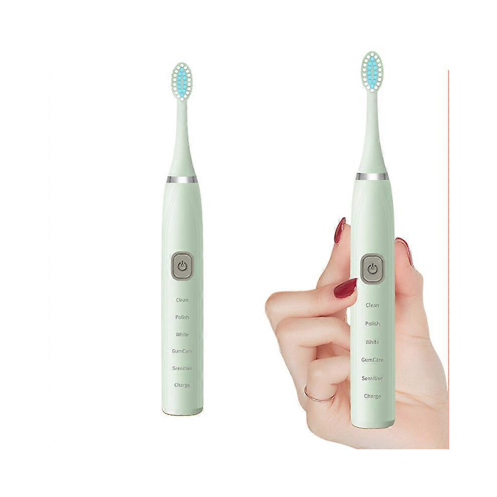 (Green) Fairywill Electric Toothbrush Sonic compatible 5 Modes Waterproof USB Fast Charging White