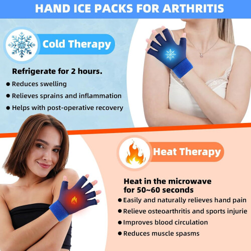 (Black) Finger Arthritis Compression Ice Glove with Reusable Gel Cold Pack for Pain Relief 1