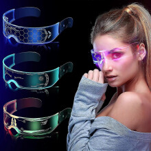 3 Pcs Led Visor Glasses, 7 Colors & 5 Modes Futuristic Glasses Cyberpunk Light Up Goggles Luminous Glasses