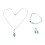 Blue Alloy 3pc Necklace Pendant Earrings Bracelet 1