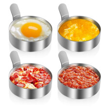 4 Pack 9cm Egg Circle Rings | Stainless Steel Round Egg Rings for Frying| Egg Moulds Molds for Cooking Fried Eggs