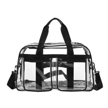 Clear Gym Bag Waterproof PVC Transparent Sports Duffle Bag with Large Capacity for Fitness Yoga Travel Black