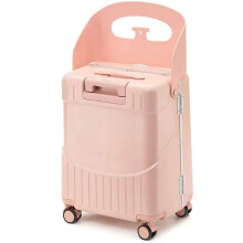 Kids Ride On Luggage with Seat, Lockable Carry On Suitcase with 360 Spinner Wheels, Pink Travel Case