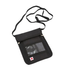 Travel Neck Pouch RFID Blocking Passport Holder with Secure Neck Carry and Organized Document Storage Black