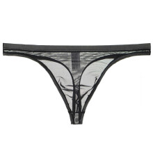 (2XL,Black)Men G-string See-through Mesh Slim Fit Transparent Thin Anti-septic Low Waist Pornographic Men Underpants Men Garment