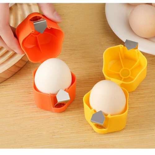(Pink, Egg cracker) 3pcs Portable Egg Peeler, Manual Egg Sheller for Kitchen, Quick Slicing Tool for Baking, Easy to Use, White
