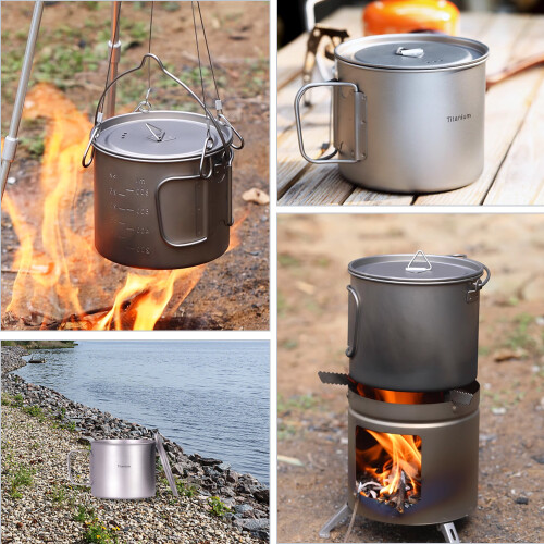 Camping Ti Pot 0.9L/1.1L, 12.5x9.3cm, Titanium 1