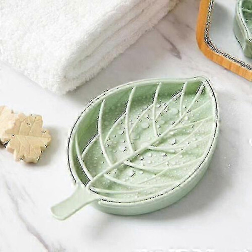 Drain Soap Box Leaf Modeling Soap Holder Bathroom Case Container2pcs-pink 1