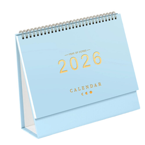 2026 Desk Calendar Desktop Organizer Planner Wire-light blue