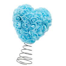 Preserved Rose Flower Tree Top Valentines Day Heart Shape-Blue