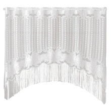 White Fringed Semi Sheer Short Curtain Lace Valance-150x100cm