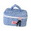 Room Checkered Makeup Case Heart Pattern Hand Carry-Blue 1