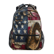 American Flag Baseball Glove Laptop Backpack 18L Lightweight School Bag for Boys Girls and Adults