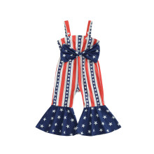 (3-4 Years, Blue) Baby Girl Patriotic Overalls Casual Summer Star Striped Print Flared Jumpsuit for Newborn Toddler Cute Clothes