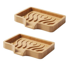 Bamboo Soap Dish Holder Tray, Wood Bar Soap Saver Self Draining Soap Case compatible with Bathtub Hotel Home Dec