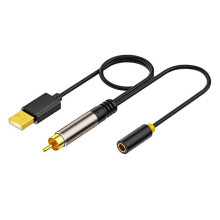 Cabo auxiliar de áudio coaxial digital SPDIF banhado a ouro com conector fêmea de 3,5 mm para conexão de amplificador e TV box.