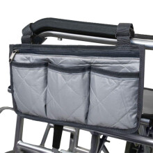 Waterproof Wheelchair Side Bag with Pockets, Reflective Armrest Organizer for Mobility Aid, Grey