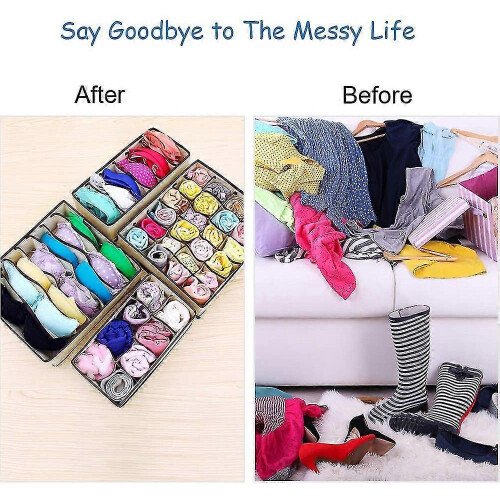 (Gray)4 Pcs Underwear Drawer Organizers Divider, Socks Bra Organize 2