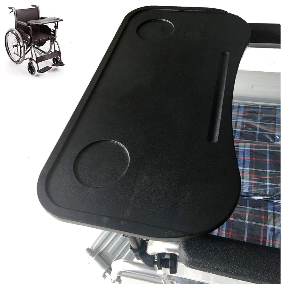 Wheelchair Tray Table with Cup Holder for Adults, Plastic Lap Tray for Eating Reading and Dining