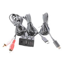 Car Android Navigation Machine AUX Panel TYPE-C+RCA Input Double USB+AUX Interface Panel Extension C