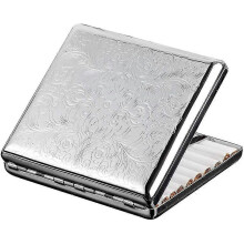 Carved Arabesque Pure Copper Metal Cigarette Case Holder Box Holds 20 Silver Cigarettes
