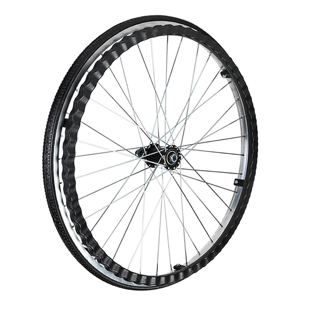 Black 24 Inch Wheelchair Rear Wheel Replacement, Nonslip Puncture Proof Polyurethane Solid Tire With Bearings, 2Pcs
