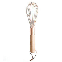 Rose Gold Stainless Steel Mixing Tools with Wooden Handles Durable Egg Beater compatible with Cooking
