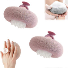 2-in-1 Sunflower Bath Balls - Set of 2 Ultra-Soft Suction Cup Bath Balls with Exfoliating Sponge and Cleaning Brush