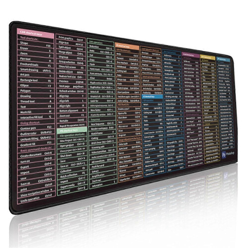 Mousepad com teclas de atalho em inglês, compatível com idiomas estrangeiros, tamanho extra grande (400x9).